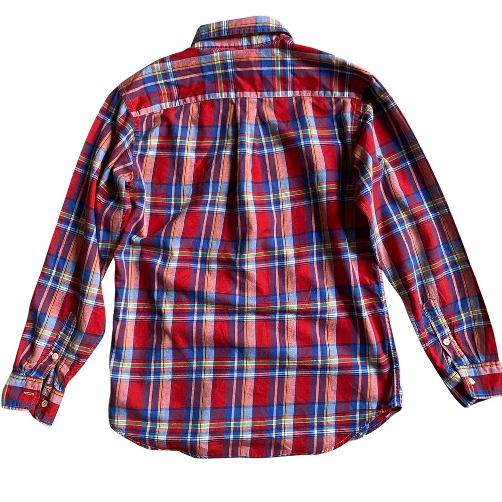 Ralph Lauren Shirt Boy Size L/14-16 Red Tartan Long Sleeve Button Down Preppy